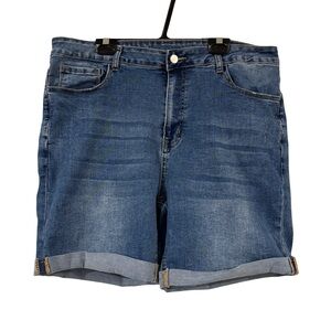 High Rise Stretch Denim Shorts